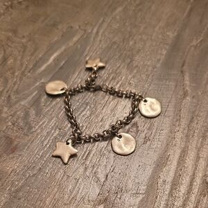 Silver Star & Disc Charm Bracelet